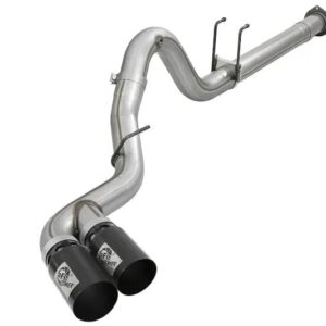 aFe Power 2017-2022 Ford F250/F350 Super Duty 6.7L Rebel 4" Stainless Steel DPF-Back Exhaust System (Dual Black Tips)